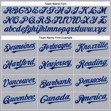 Load image into Gallery viewer, Custom Gray Navy-Light Blue Authentic Baseball Jersey