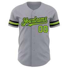 Load image into Gallery viewer, Custom Gray Neon Green-Black Authentic Baseball Jersey