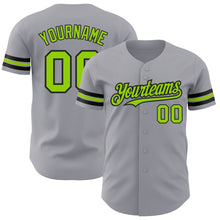 Load image into Gallery viewer, Custom Gray Neon Green-Black Authentic Baseball Jersey