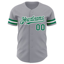 Load image into Gallery viewer, Custom Gray Kelly Green-White Authentic Baseball Jersey