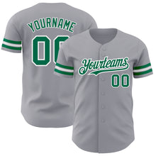 Load image into Gallery viewer, Custom Gray Kelly Green-White Authentic Baseball Jersey