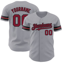 Load image into Gallery viewer, Custom Gray Crimson-Black Authentic Baseball Jersey