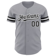 Load image into Gallery viewer, Custom Gray Black-White Authentic Baseball Jersey