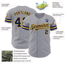 Load image into Gallery viewer, Custom Gray Navy-Gold Authentic Baseball Jersey