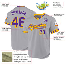 Load image into Gallery viewer, Custom Gray Purple-Gold Authentic Throwback Baseball Jersey