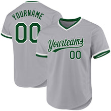 Load image into Gallery viewer, Custom Gray Green-White Authentic Throwback Baseball Jersey