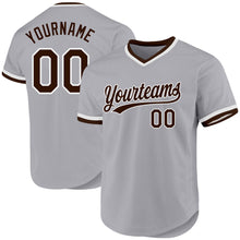 Load image into Gallery viewer, Custom Gray Brown-White Authentic Throwback Baseball Jersey