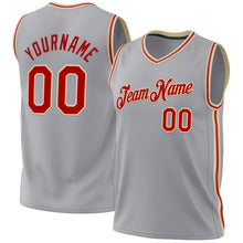 Load image into Gallery viewer, Custom Gray Red-Cream Authentic Throwback Basketball Jersey