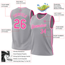 Load image into Gallery viewer, Custom Gray Pink-White Authentic Throwback Basketball Jersey