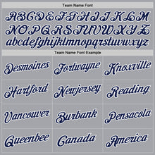 Load image into Gallery viewer, Custom Gray Navy-White Authentic Throwback Basketball Jersey