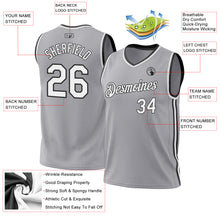 Load image into Gallery viewer, Custom Gray White-Black Authentic Throwback Basketball Jersey