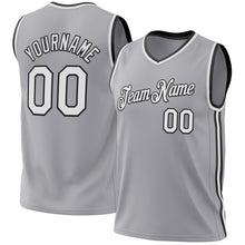 Load image into Gallery viewer, Custom Gray White-Black Authentic Throwback Basketball Jersey