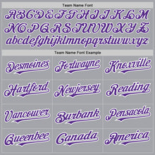 Load image into Gallery viewer, Custom Gray Purple-White Authentic Baseball Jersey