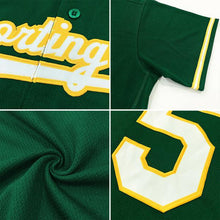 Load image into Gallery viewer, Custom Green White-Red Authentic Baseball Jersey
