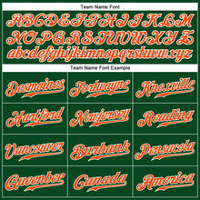 Load image into Gallery viewer, Custom Green White Pinstripe Orange-White Authentic Baseball Jersey