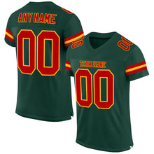 Load image into Gallery viewer, Custom Green Red-Gold Mesh Authentic Football Jersey
