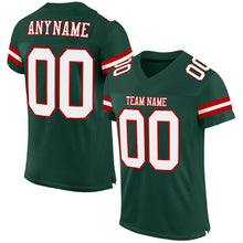 Load image into Gallery viewer, Custom Green White-Red Mesh Authentic Football Jersey