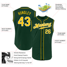 Load image into Gallery viewer, Custom Green Gold-White Authentic Sleeveless Baseball Jersey