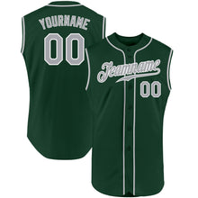Load image into Gallery viewer, Custom Green Gray-White Authentic Sleeveless Baseball Jersey
