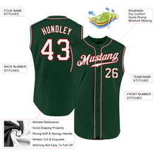 Load image into Gallery viewer, Custom Green White-Red Authentic Sleeveless Baseball Jersey