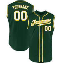 Load image into Gallery viewer, Custom Green White-Gold Authentic Sleeveless Baseball Jersey