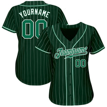 Load image into Gallery viewer, Custom Green White Pinstripe Kelly Green-White Authentic Baseball Jersey