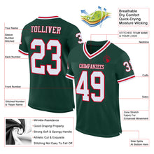 Load image into Gallery viewer, Custom Green White-Red Mesh Authentic Throwback Football Jersey