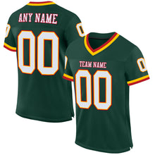 Load image into Gallery viewer, Custom Green White-Red Mesh Authentic Throwback Football Jersey