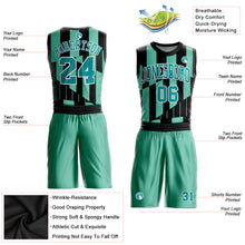 Load image into Gallery viewer, Custom Green Aqua-Black Round Neck Sublimation Basketball Suit Jersey