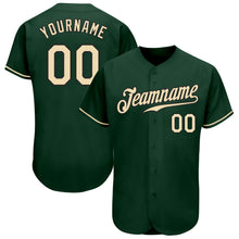 Load image into Gallery viewer, Custom Green Cream-Black Authentic Baseball Jersey