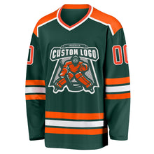 Load image into Gallery viewer, Custom Green Orange-White Hockey Jersey