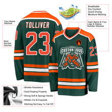Load image into Gallery viewer, Custom Green Orange-White Hockey Jersey