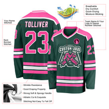 Load image into Gallery viewer, Custom Green Pink-White Hockey Jersey