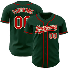 Load image into Gallery viewer, Custom Green Red-Cream Authentic Baseball Jersey