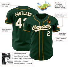 Load image into Gallery viewer, Custom Green White-Old Gold Authentic Baseball Jersey