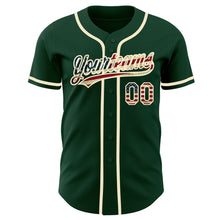 Load image into Gallery viewer, Custom Green Vintage USA Flag-Cream Authentic Baseball Jersey