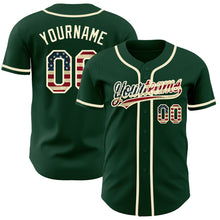 Load image into Gallery viewer, Custom Green Vintage USA Flag-Cream Authentic Baseball Jersey