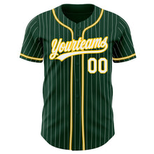 Load image into Gallery viewer, Custom Green White Pinstripe White-Gold Authentic Baseball Jersey