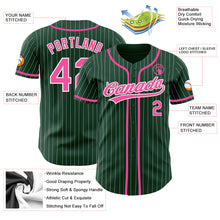 Load image into Gallery viewer, Custom Green White Pinstripe Pink Authentic Baseball Jersey