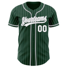 Load image into Gallery viewer, Custom Green White Pinstripe Gray Authentic Baseball Jersey