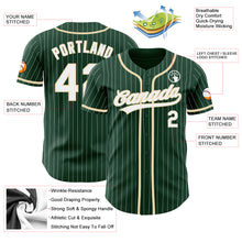 Load image into Gallery viewer, Custom Green White Pinstripe City Cream Authentic Baseball Jersey