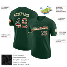 Load image into Gallery viewer, Custom Green Vintage USA Flag-City Cream Performance T-Shirt