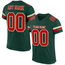 Load image into Gallery viewer, Custom Green Red-Cream Mesh Authentic Football Jersey
