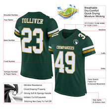 Load image into Gallery viewer, Custom Green White-Old Gold Mesh Authentic Football Jersey