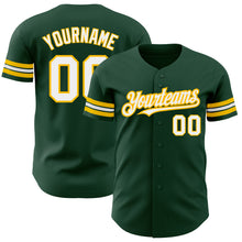 Load image into Gallery viewer, Custom Green White-Gold Authentic Baseball Jersey