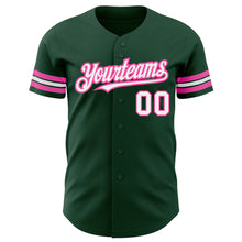 Load image into Gallery viewer, Custom Green White-Pink Authentic Baseball Jersey