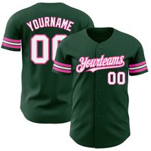 Load image into Gallery viewer, Custom Green White-Pink Authentic Baseball Jersey