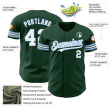 Load image into Gallery viewer, Custom Green White-Light Blue Authentic Baseball Jersey