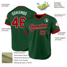 Load image into Gallery viewer, Custom Green Red-Black Authentic Throwback Baseball Jersey