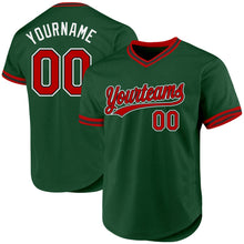 Load image into Gallery viewer, Custom Green Red-Black Authentic Throwback Baseball Jersey